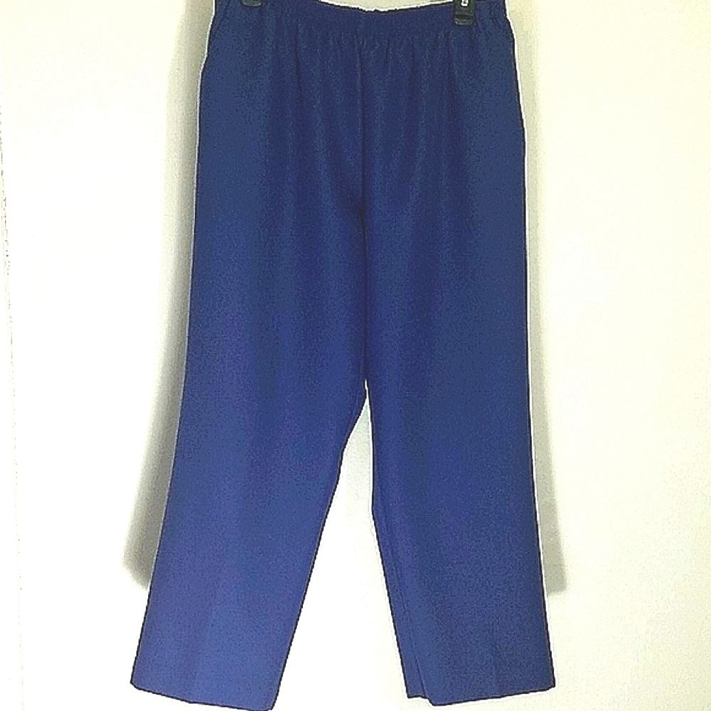 Alfred Dunner Petite Pants pull on stretch straight leg purple pockets 16P